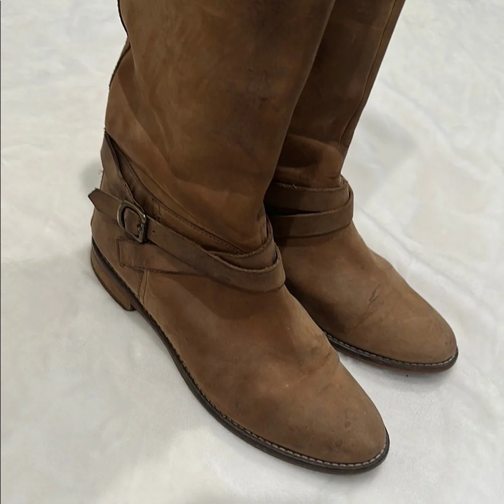 1937 Footwear Brown Over the Knee Suede Boots with Timeless Style